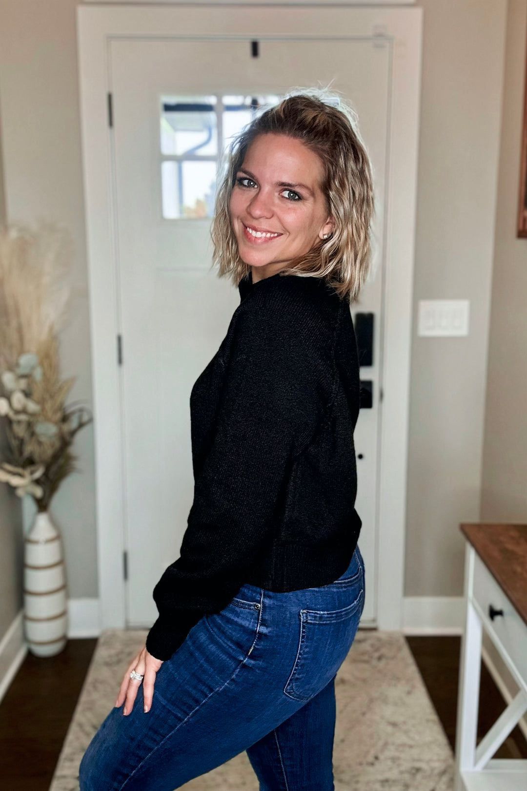 Mélange Raglan Sweater •Black•