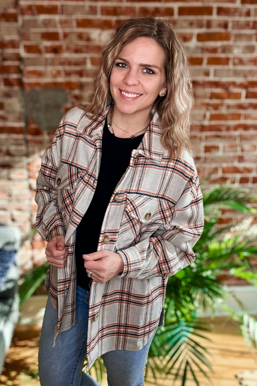 Oversized Plaid Print Shacket