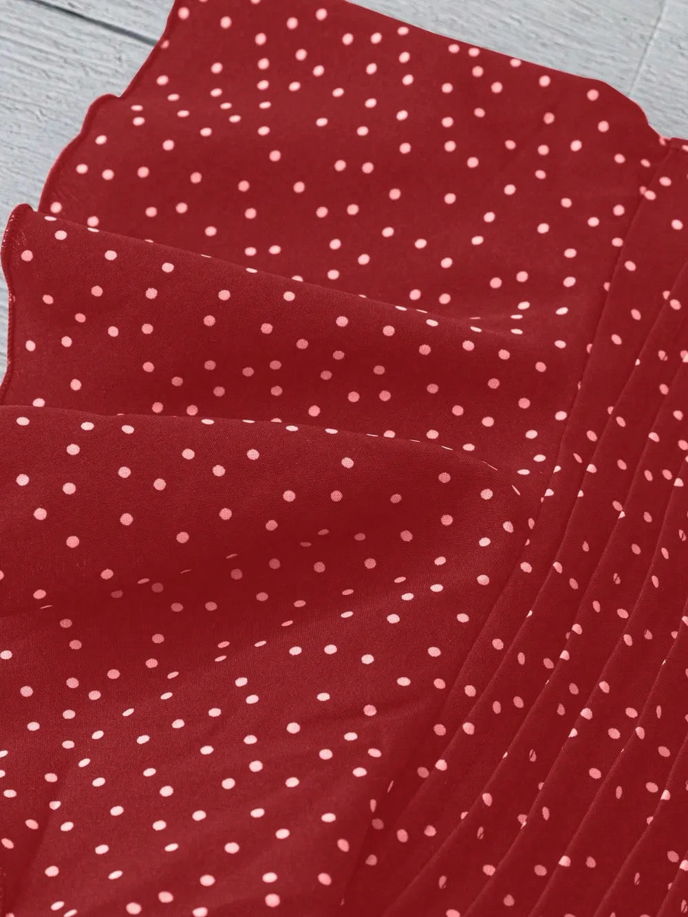 Polka Dot Notched Button Cap Sleeve Blouse •Red•