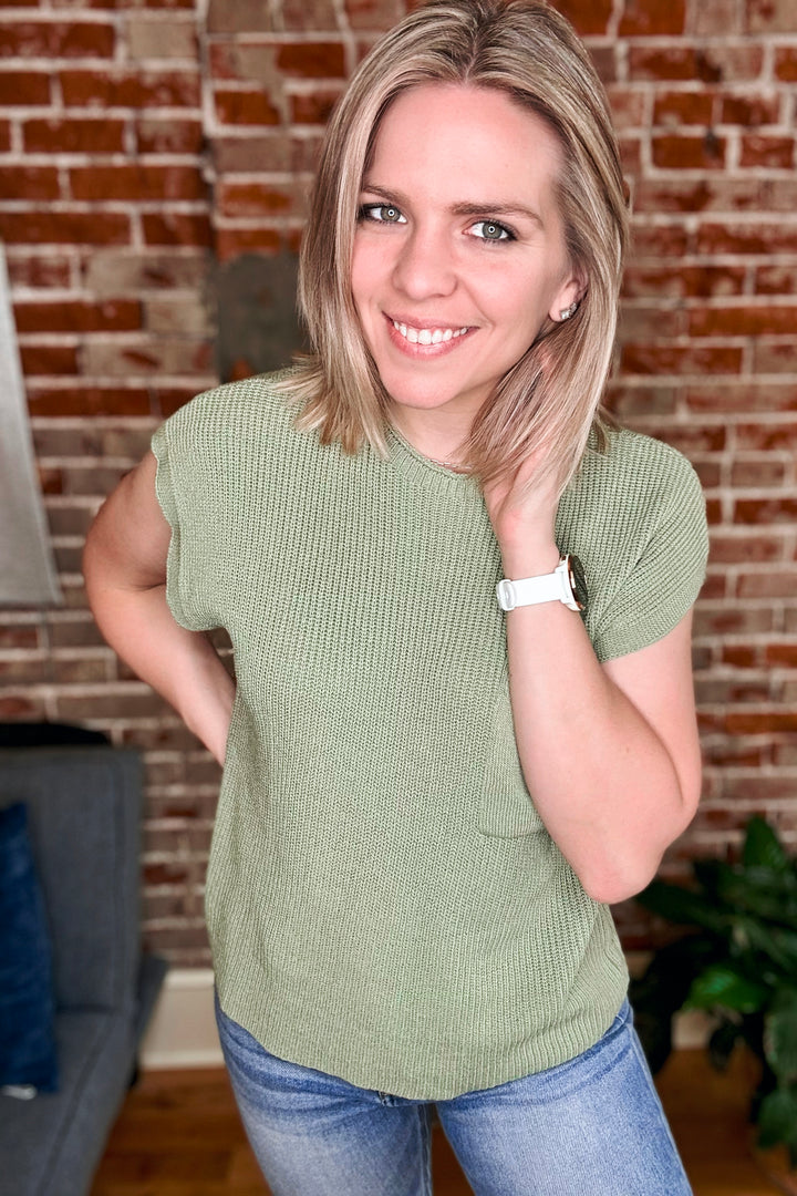 Short Sleeve Round Neck Sweater Top