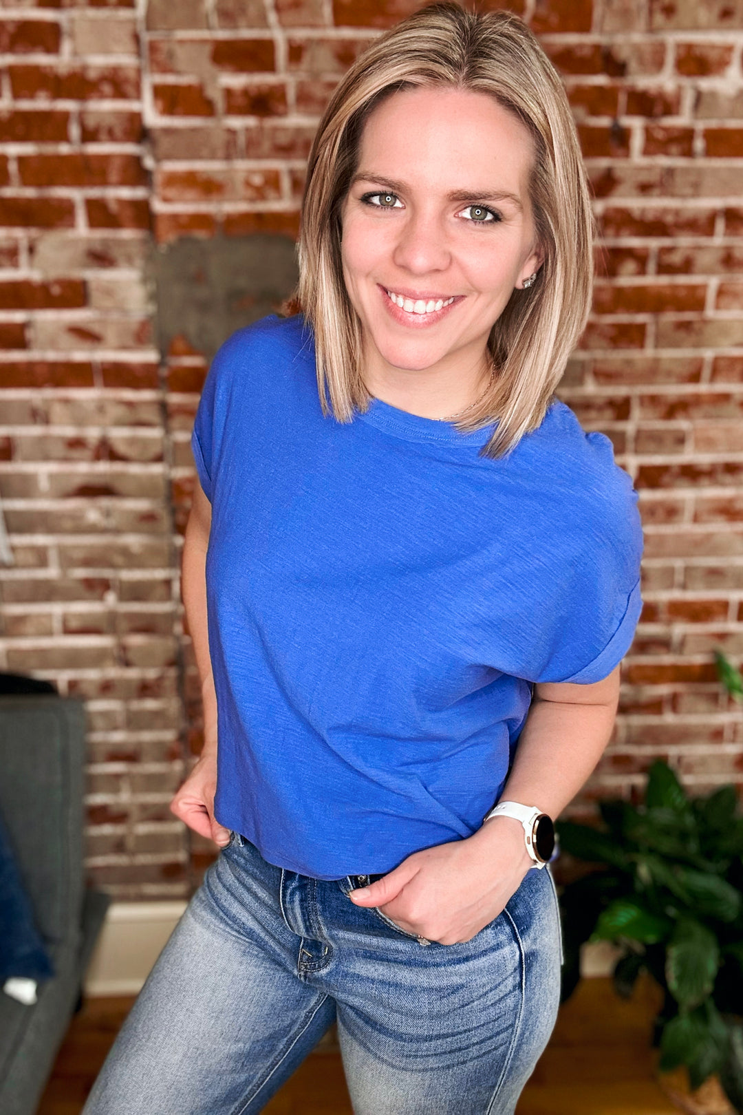 Cotton Slub Short Sleeve Tee •Blue•