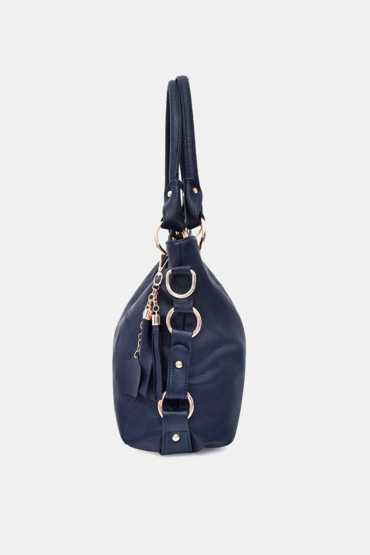 Navy Leather Tote Bag
