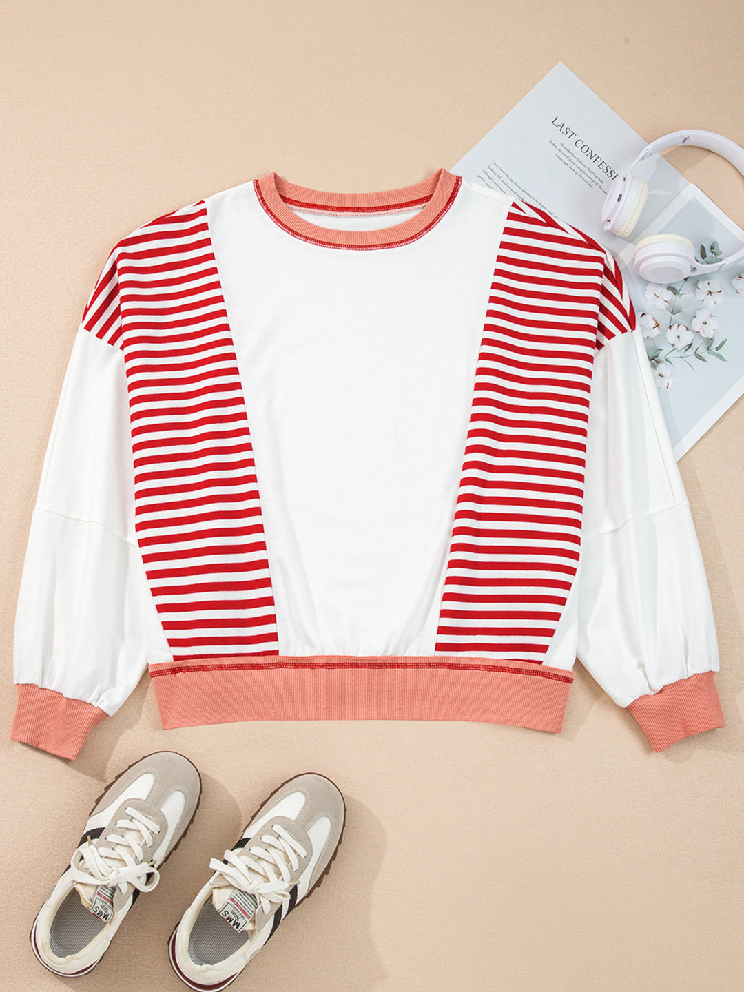 Stripe Colorblock Oversized Sweatshirt