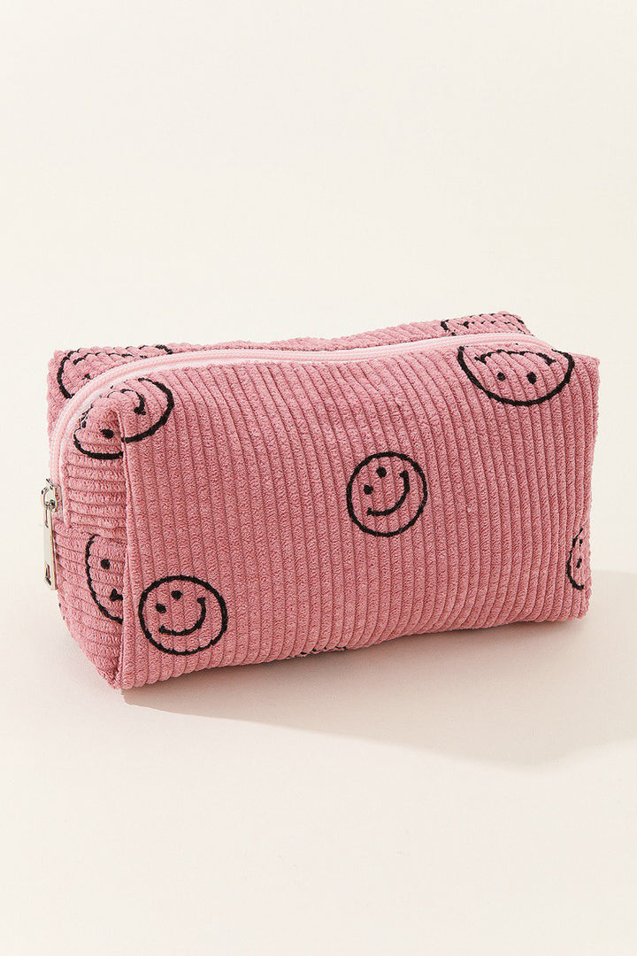 Zenana Smiley Face Corduroy Cosmetic Pouch *ONLINE EXCLUSIVE*