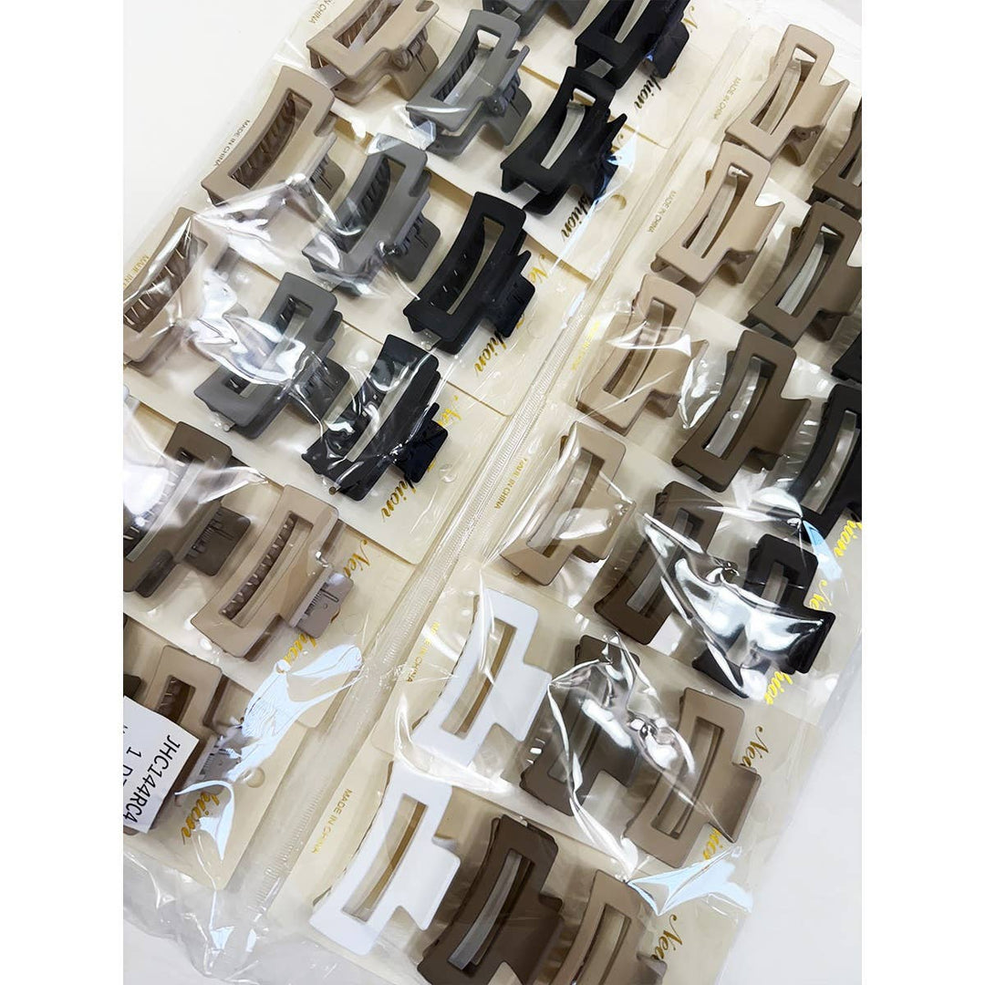 Neutral Color Mini Rectangle Hair Claw Set: MIX COLOR