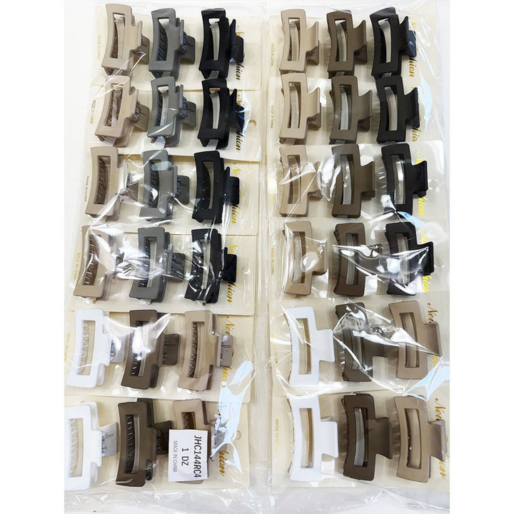 Neutral Color Mini Rectangle Hair Claw Set: MIX COLOR