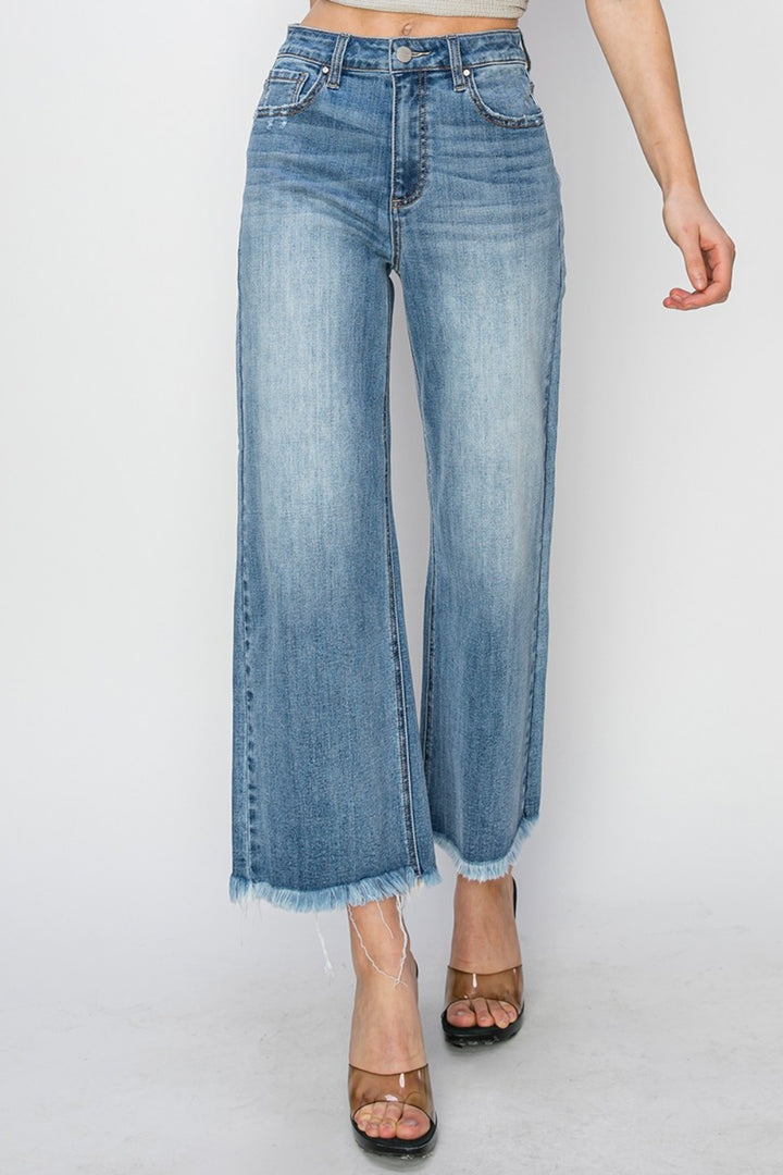 RISEN Raw Hem Cropped Wide Leg Jeans *ONLINE EXCLUSIVE*