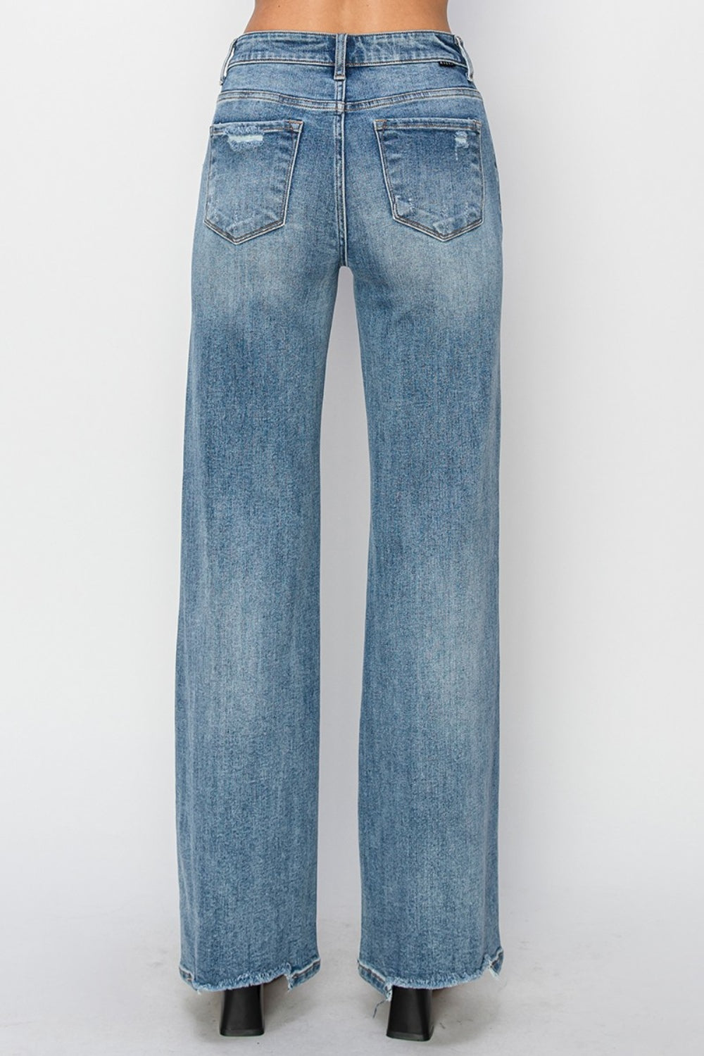 RISEN High Waist Distressed Wide Leg Jeans *ONLINE EXCLUSIVE*