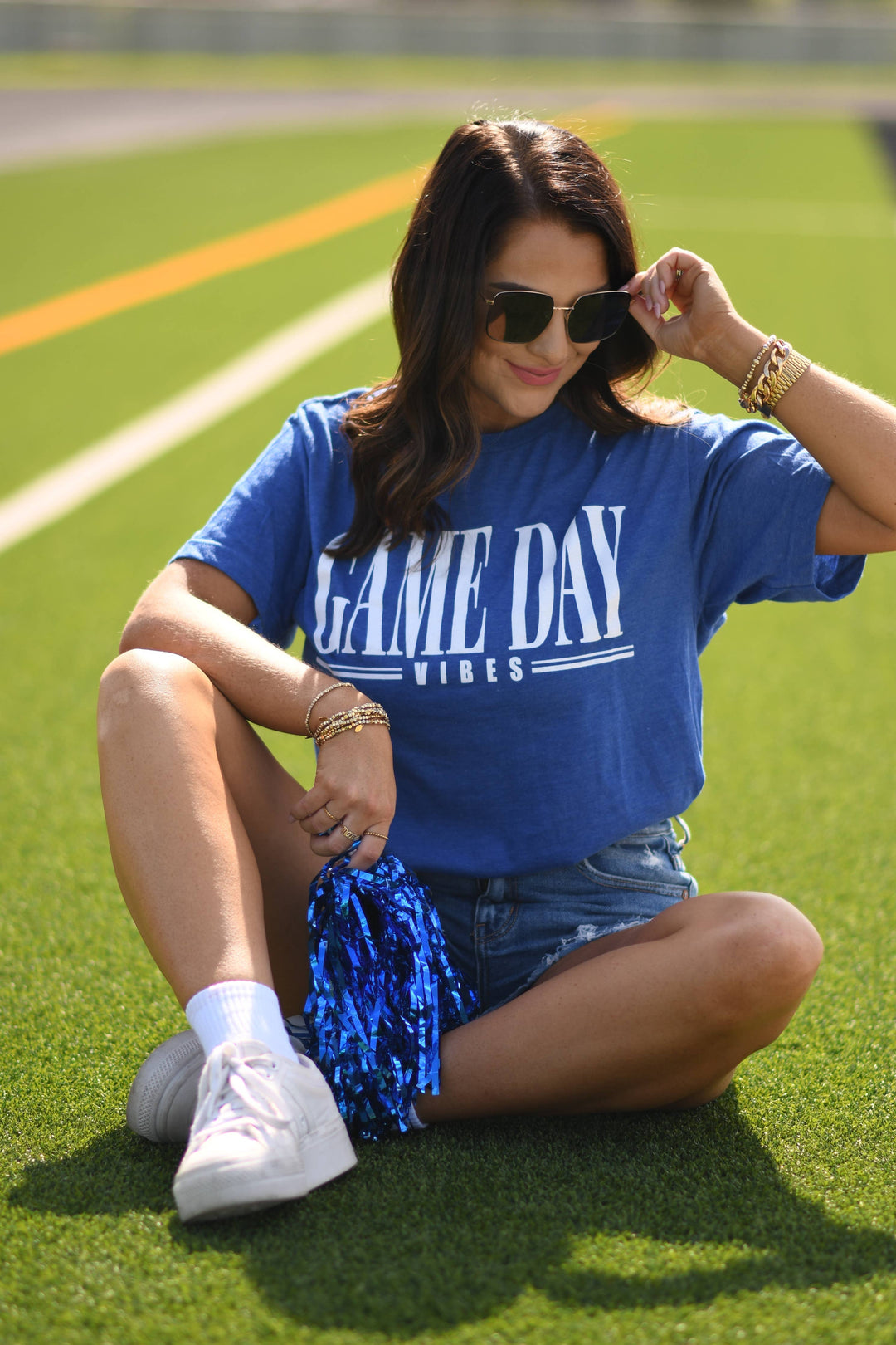 RTS Blue Game Day Vibes Tee: Heather Royal Blue / XL
