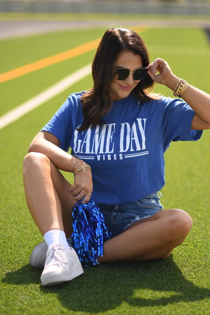 RTS Blue Game Day Vibes Tee: Heather Royal Blue / XL