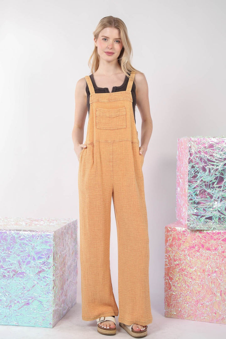 VERY J Texture Washed Wide Leg Overalls *ONLINE EXCLUSIVE*