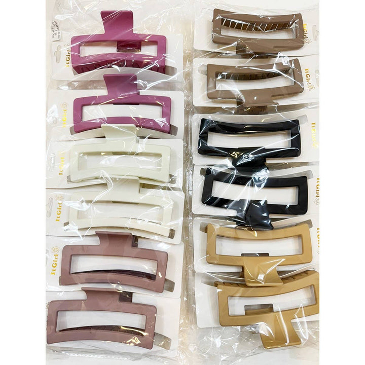 Jumbo Size Cut Out Rectangle Hair Claw Clip: MIX COLOR