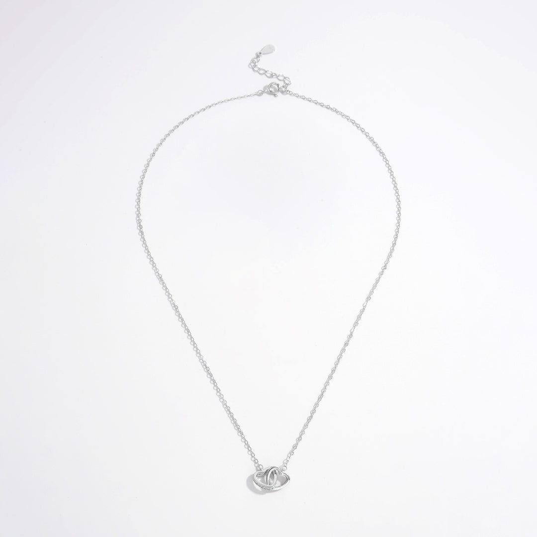 925 Sterling Silver Inlaid Zircon Heart Necklace