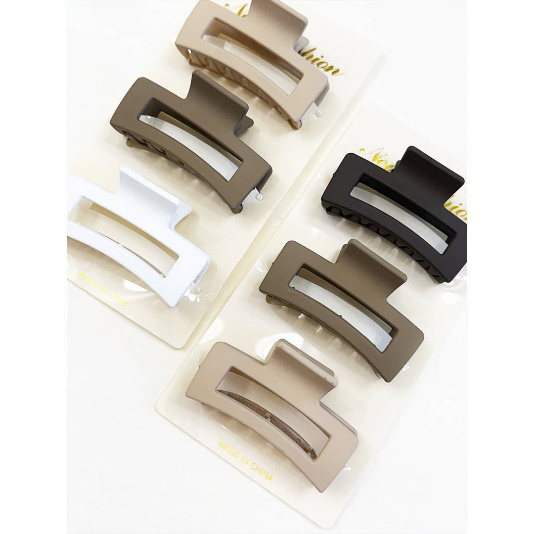 Neutral Color Mini Rectangle Hair Claw Set: MIX COLOR