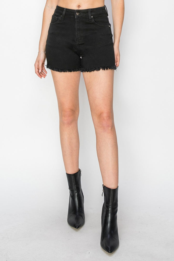 RISEN High Waist Raw Hem Denim Shorts *ONLINE EXCLUSIVE*