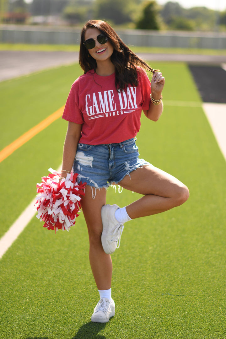 RTS Red Game Day Vibes Tee: Heather Red / M