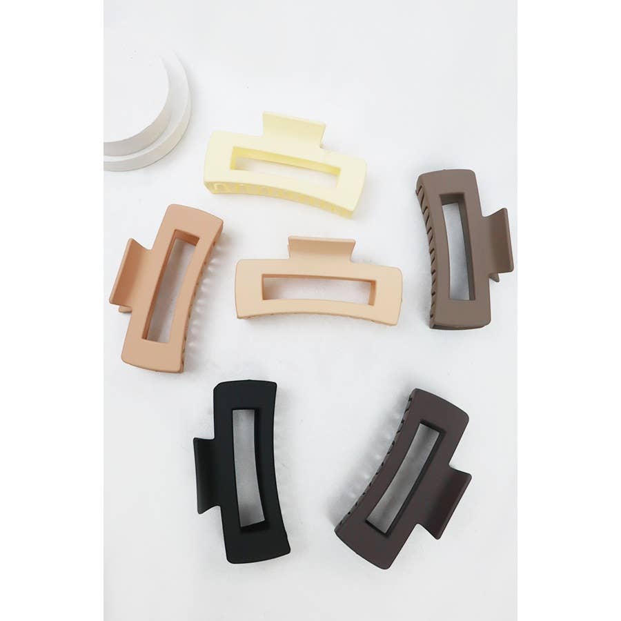 Nuetral Tones Matte Cut Out Rectangle Hair Claw: MIX COLOR / ONE(12)