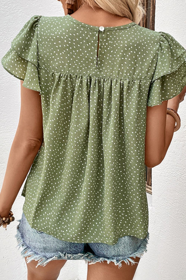 Printed Round Neck Puff Sleeve Blouse *ONLINE EXCLUSIVE*