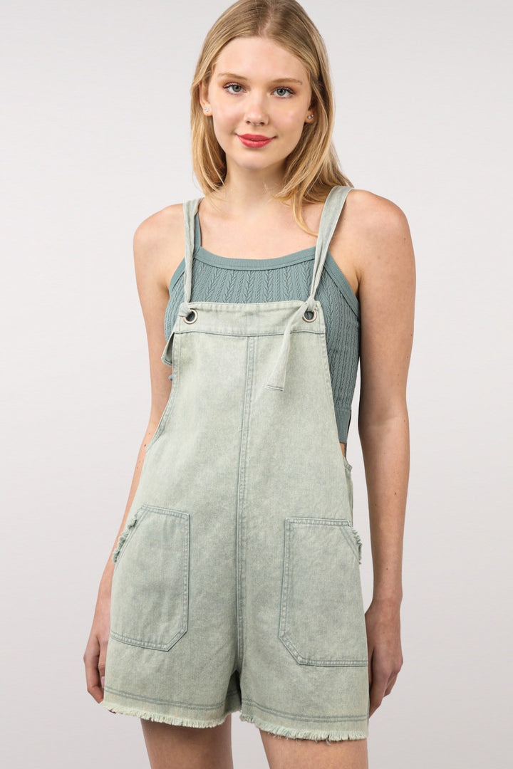 VERY J Washed Frayed Hem Denim Overall *ONLINE EXCLUSIVE*