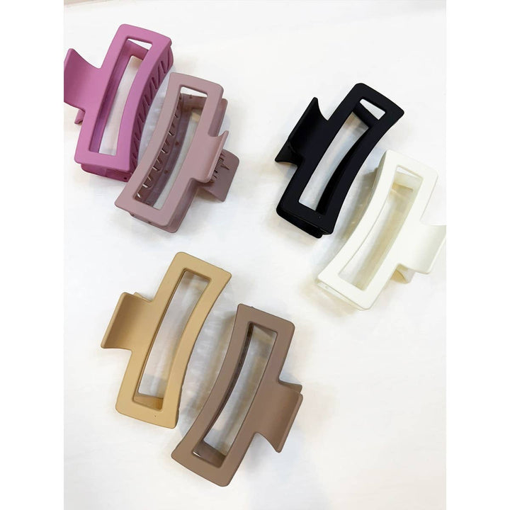 Jumbo Size Cut Out Rectangle Hair Claw Clip: MIX COLOR