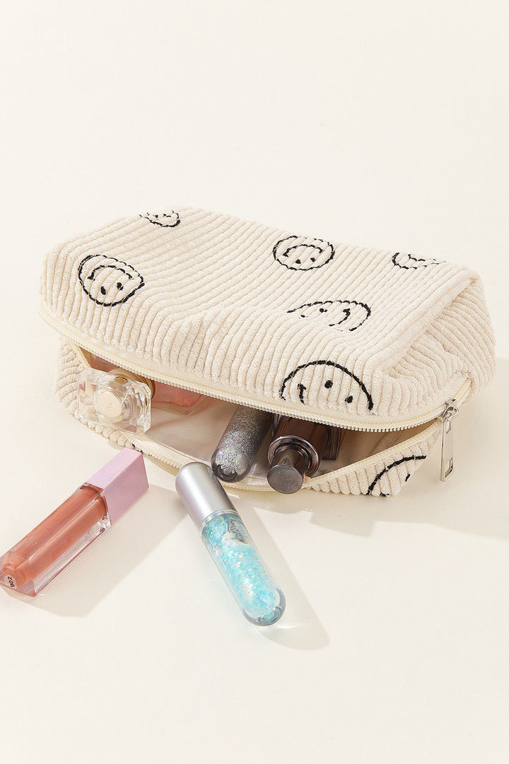 Zenana Smiley Face Corduroy Cosmetic Pouch *ONLINE EXCLUSIVE*