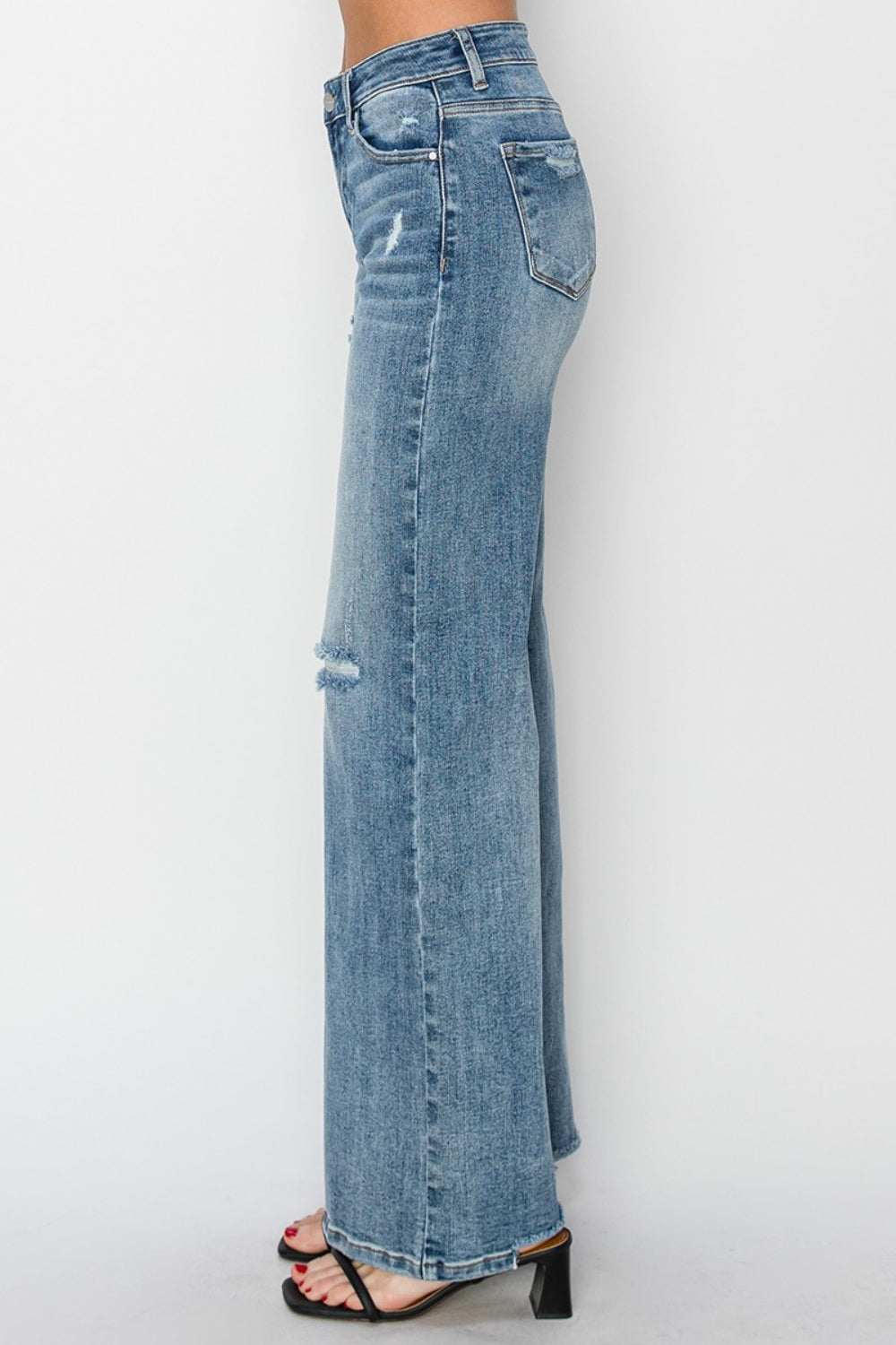 RISEN High Waist Distressed Wide Leg Jeans *ONLINE EXCLUSIVE*