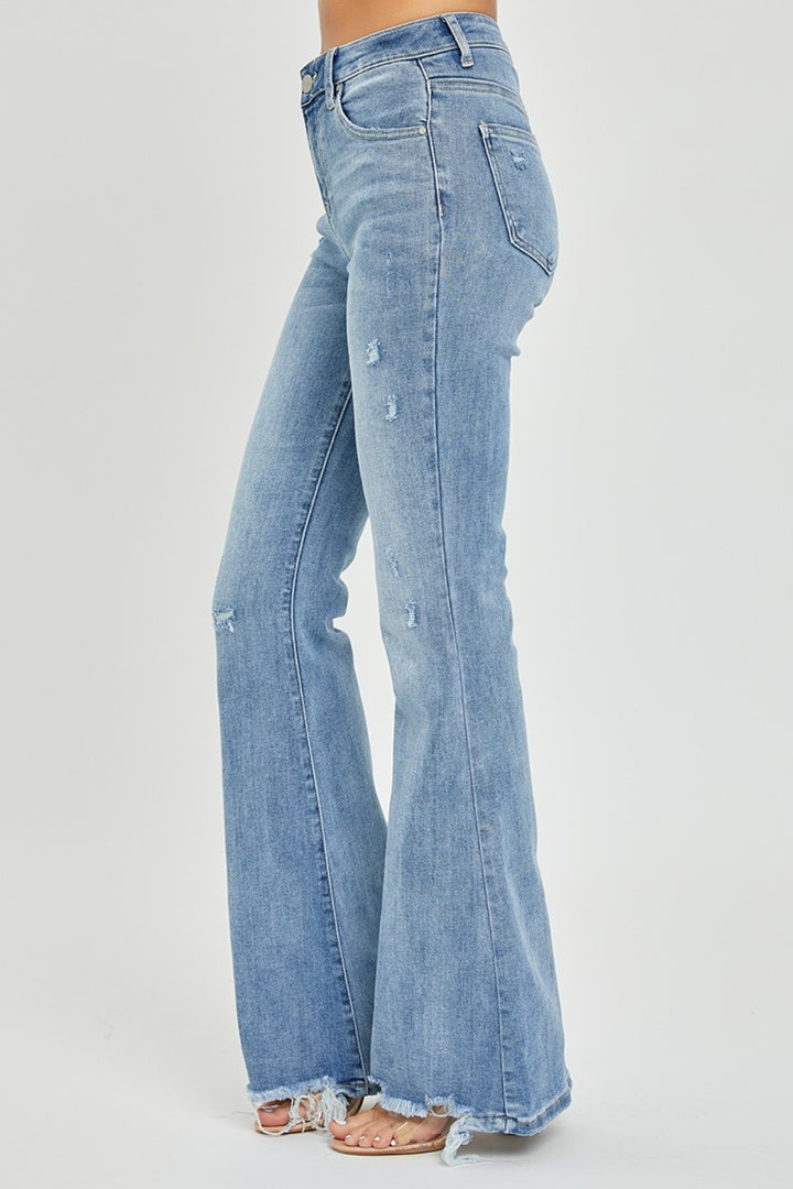 Risen High Rise Frayed Hem Flare Jeans *ONLINE EXCLUSIVE*