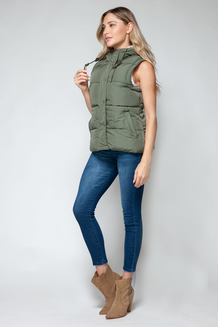 Snap and Zip Closure Hooded Vest