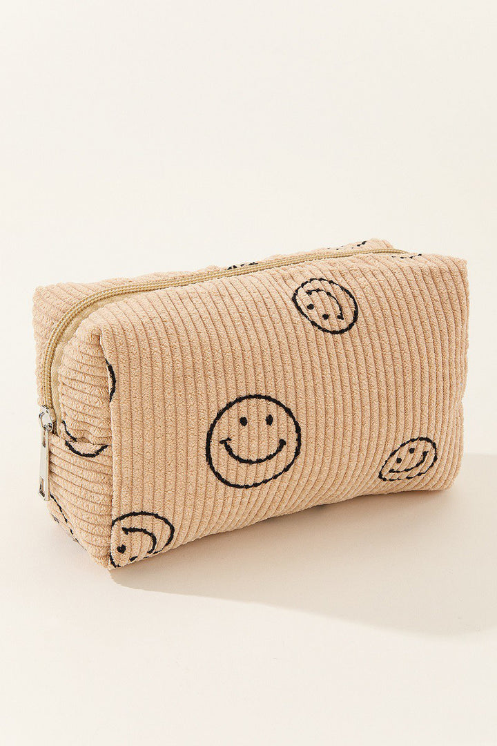 Zenana Smiley Face Corduroy Cosmetic Pouch *ONLINE EXCLUSIVE*