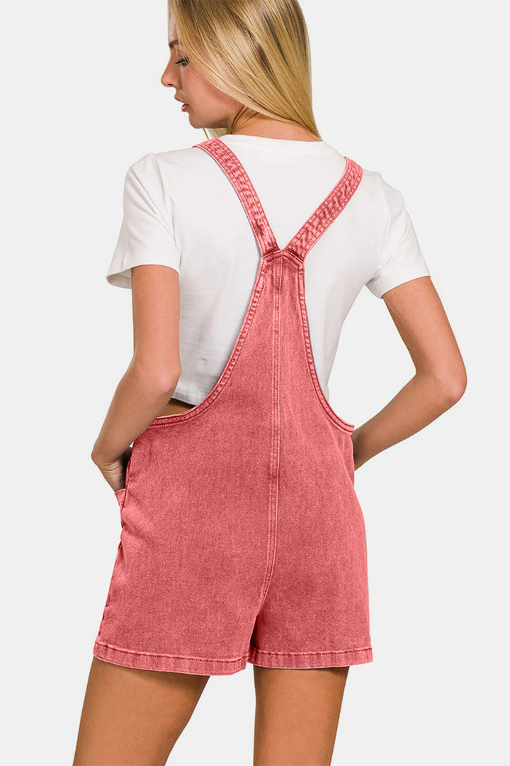 Zenana Washed Knot Strap Rompers *ONLINE EXCLUSIVE*