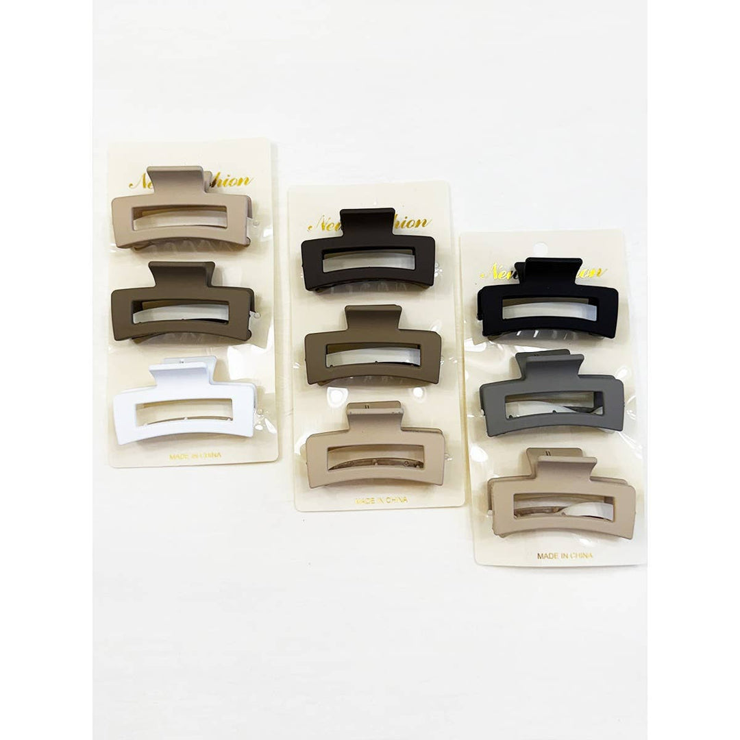 Neutral Color Mini Rectangle Hair Claw Set: MIX COLOR