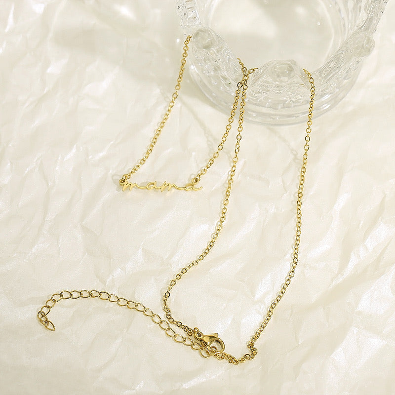 Mama Script Necklace