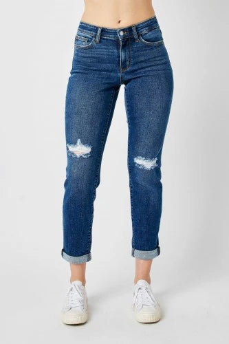 Judy Blue Mid-Rise Distressed Slim Fit Jeans