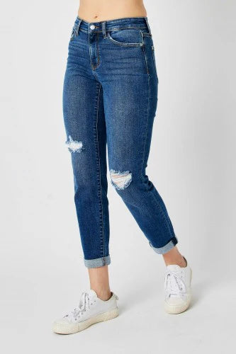 Judy Blue Mid-Rise Distressed Slim Fit Jeans