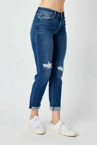 Judy Blue Mid-Rise Distressed Slim Fit Jeans