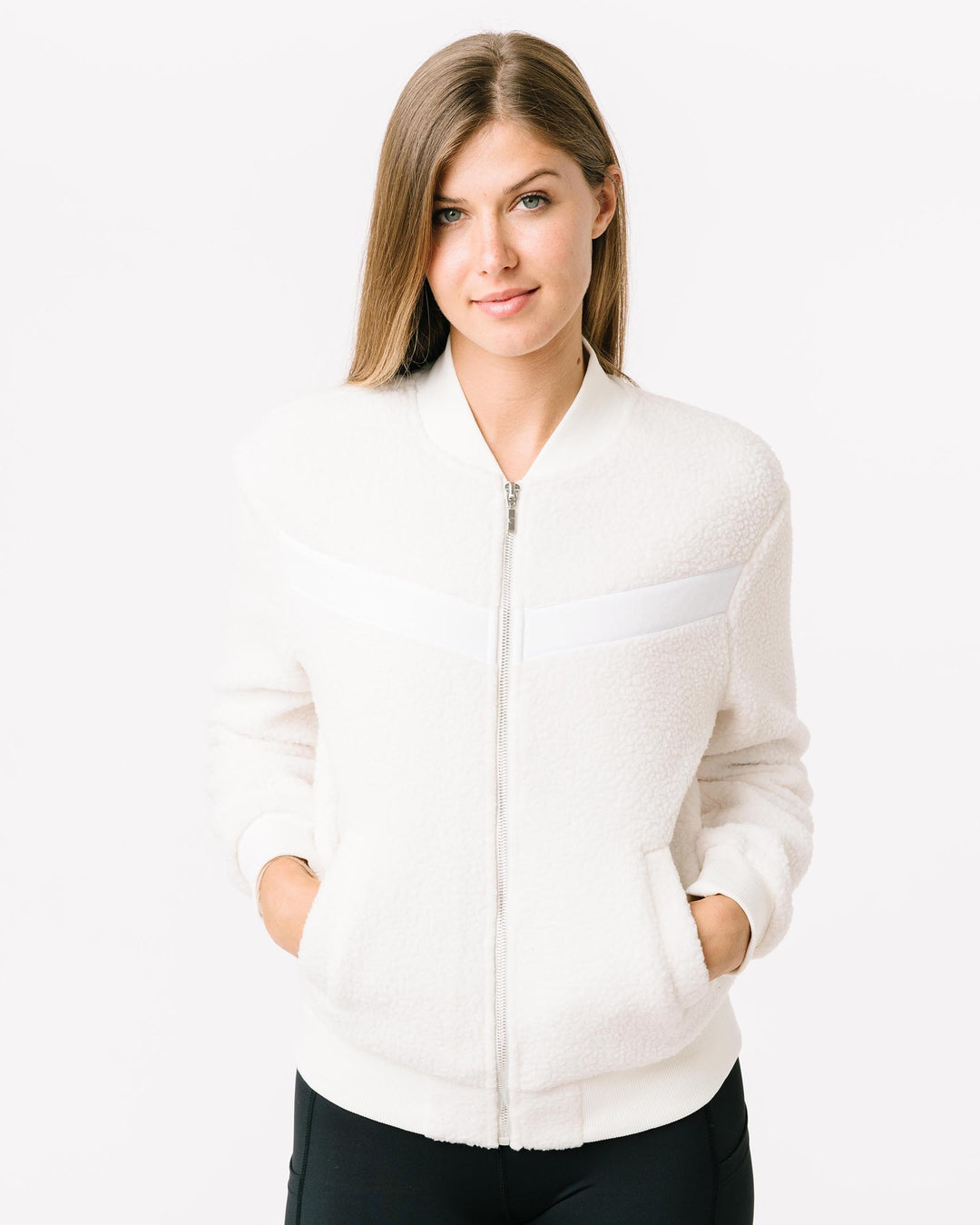 White Flying V Fleece Jacket - Oakleigh Rose Boutique